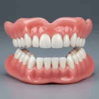 A full set of upper and lower dentures, showing how they replace all missing teeth and restore a complete smile.