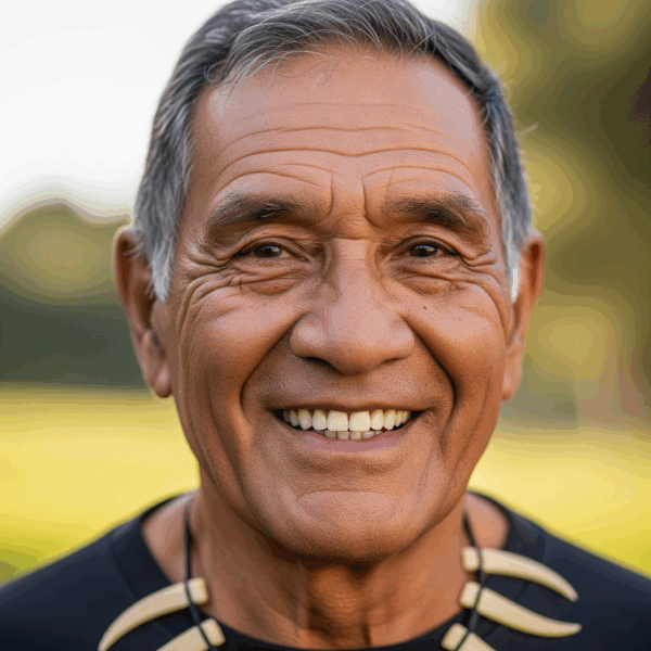 A smiling man wearing dentures, showing the natural and confident result of tooth replacement.